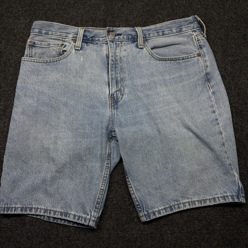 Levi's 405 Denim Jean Shorts Men's Size 36 Light Wash Blue Denim Jorts Red Tag